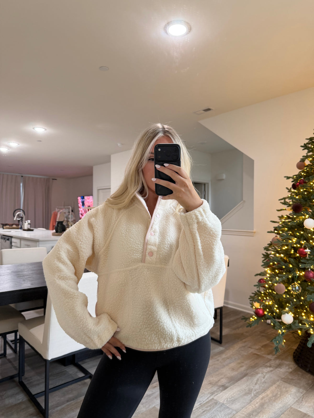 Halle fleece - Ivory/Pink