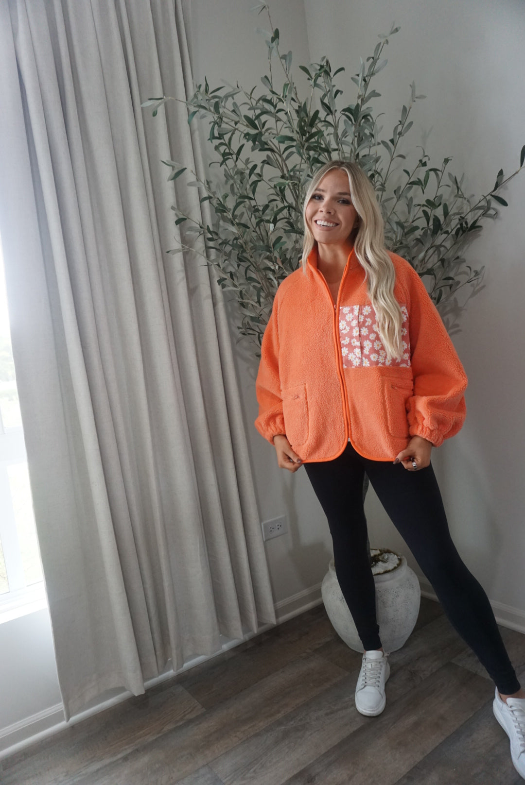 Logan Teddy Sherpa Jacket -Orange