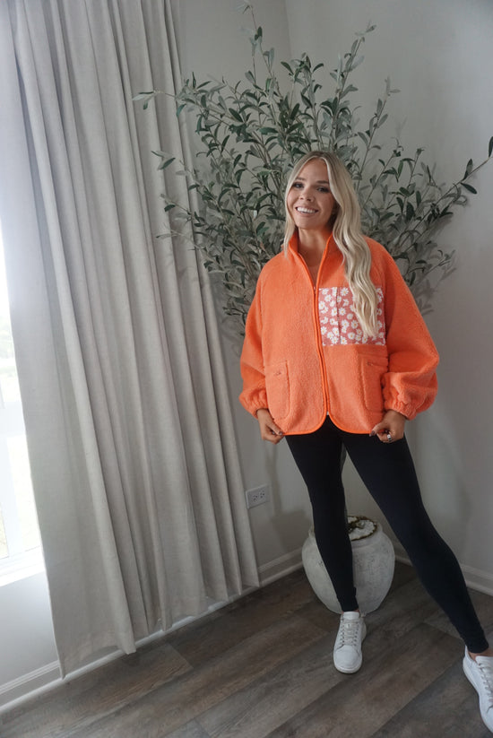 Logan Teddy Sherpa Jacket -Orange