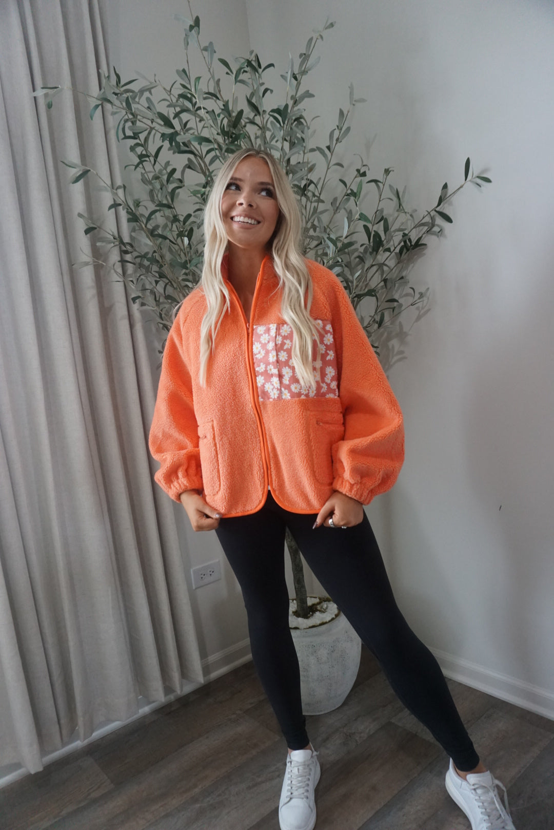 Logan Teddy Sherpa Jacket -Orange