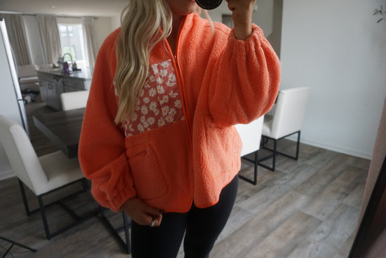 Logan Teddy Sherpa Jacket -Orange