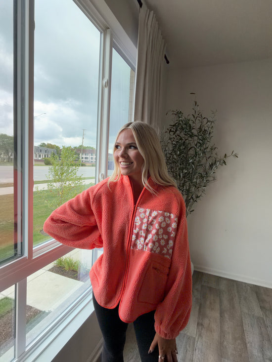 Logan Teddy Sherpa Jacket -Orange