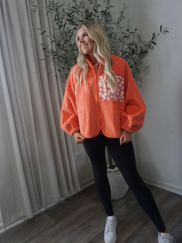 Logan Teddy Sherpa Jacket -Orange