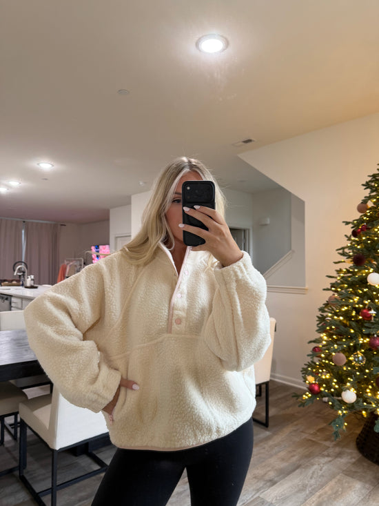Halle fleece - Ivory/Pink