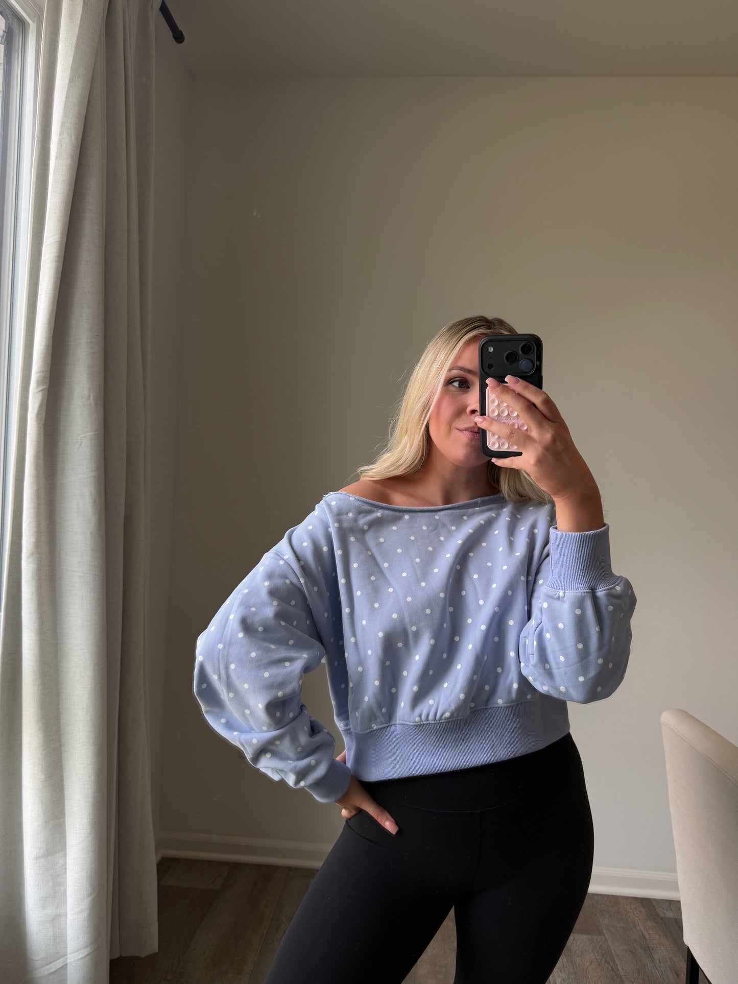 Skye Polka Dot Off Shoulder - Lt Blue