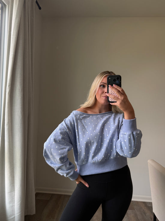 Skye Polka Dot Off Shoulder - Lt Blue