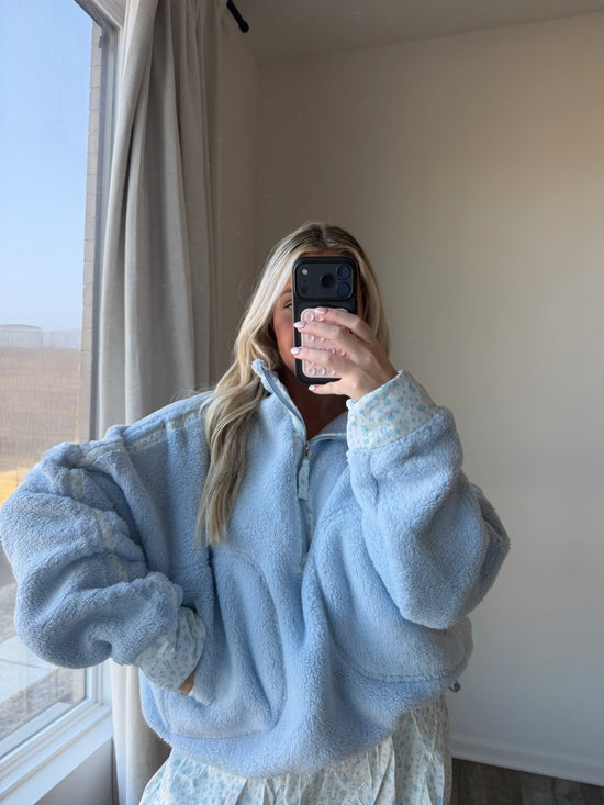 Cora Fleece Sherpa Sweater - Blue