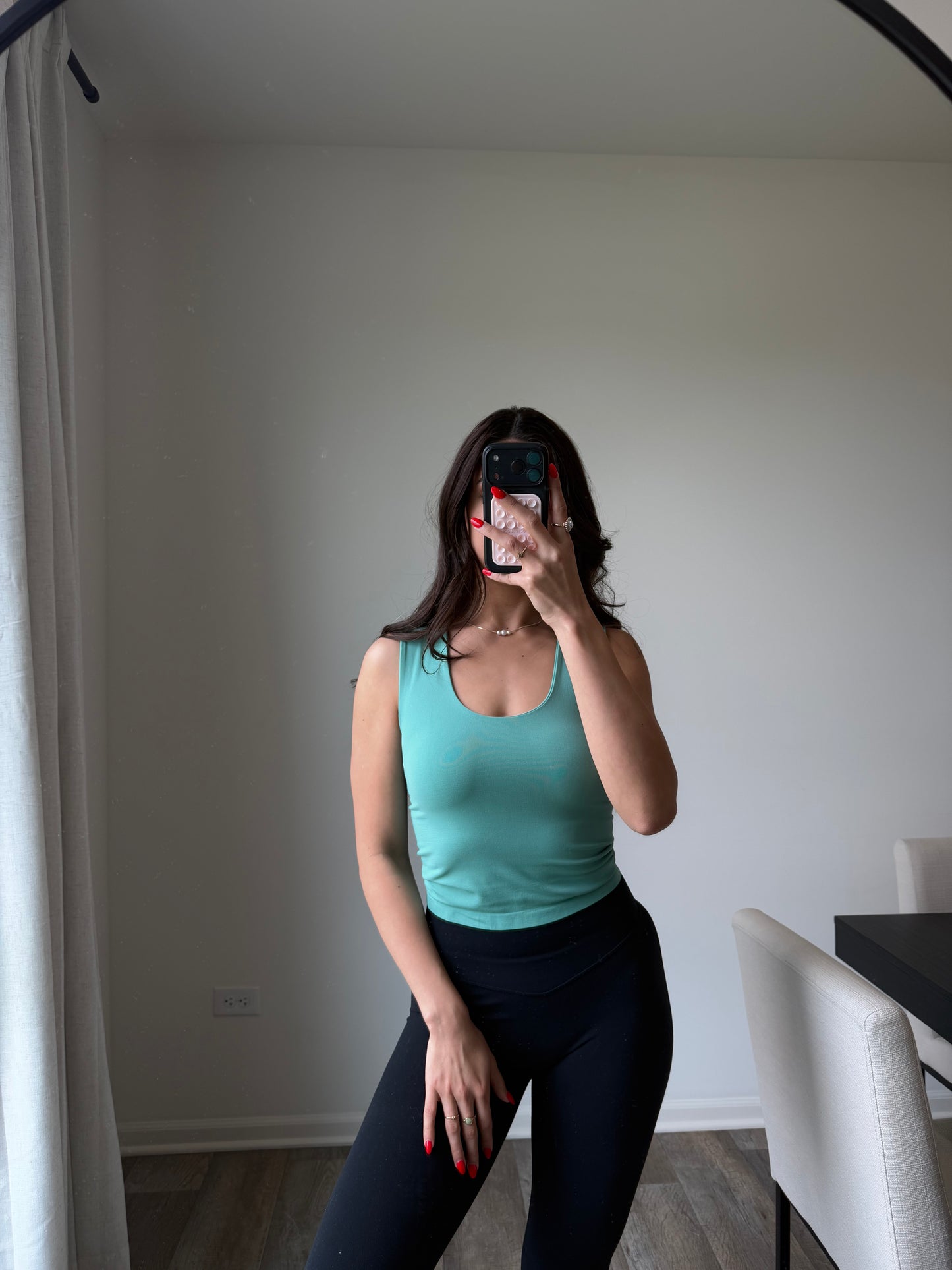 Aubrie Double Layered Tank - Green final sale*