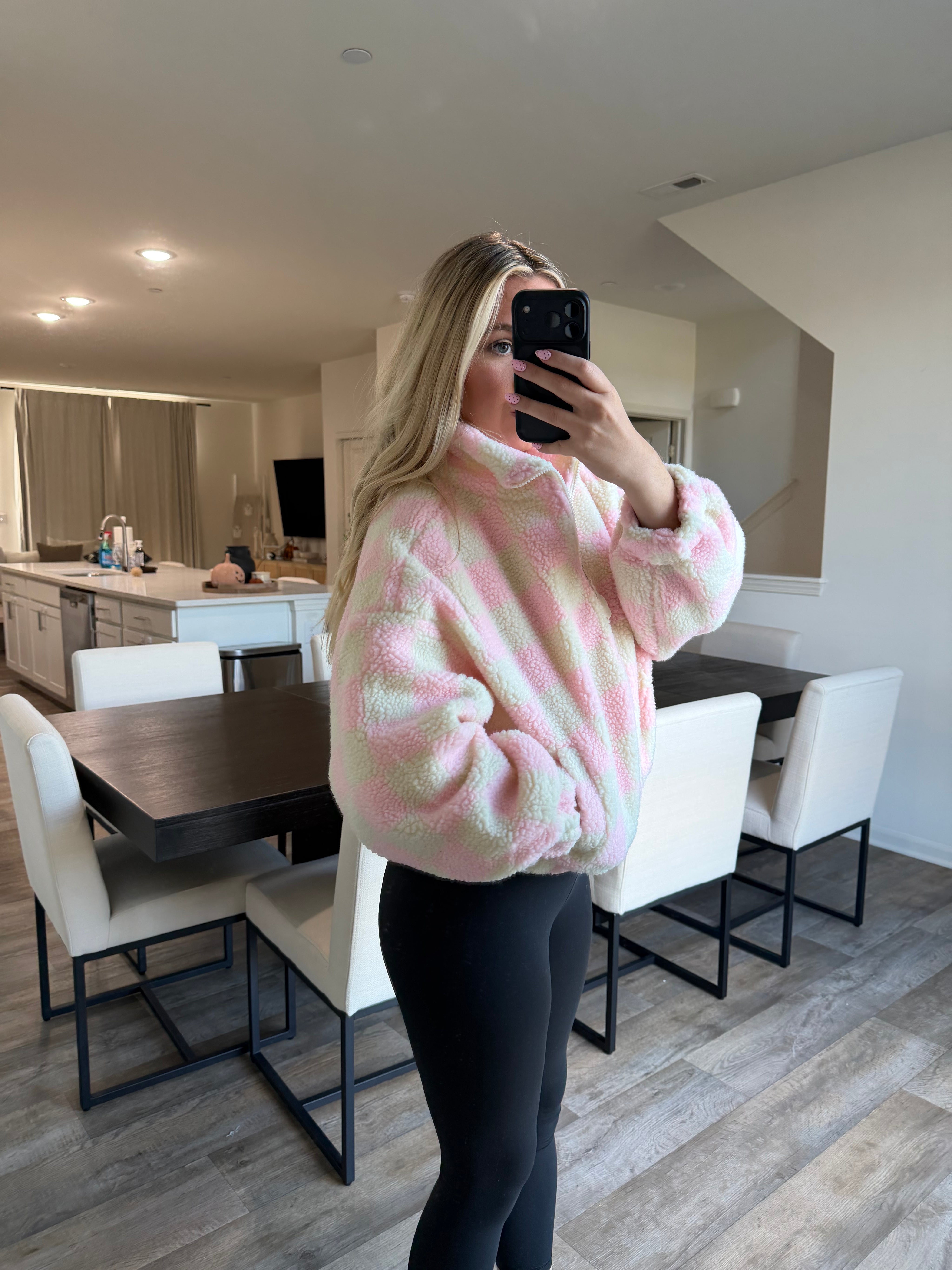 Billy Checkered Jacket - Cream/Pink