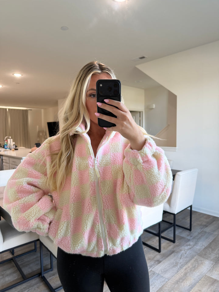 Billy Checkered Jacket - Cream/Pink