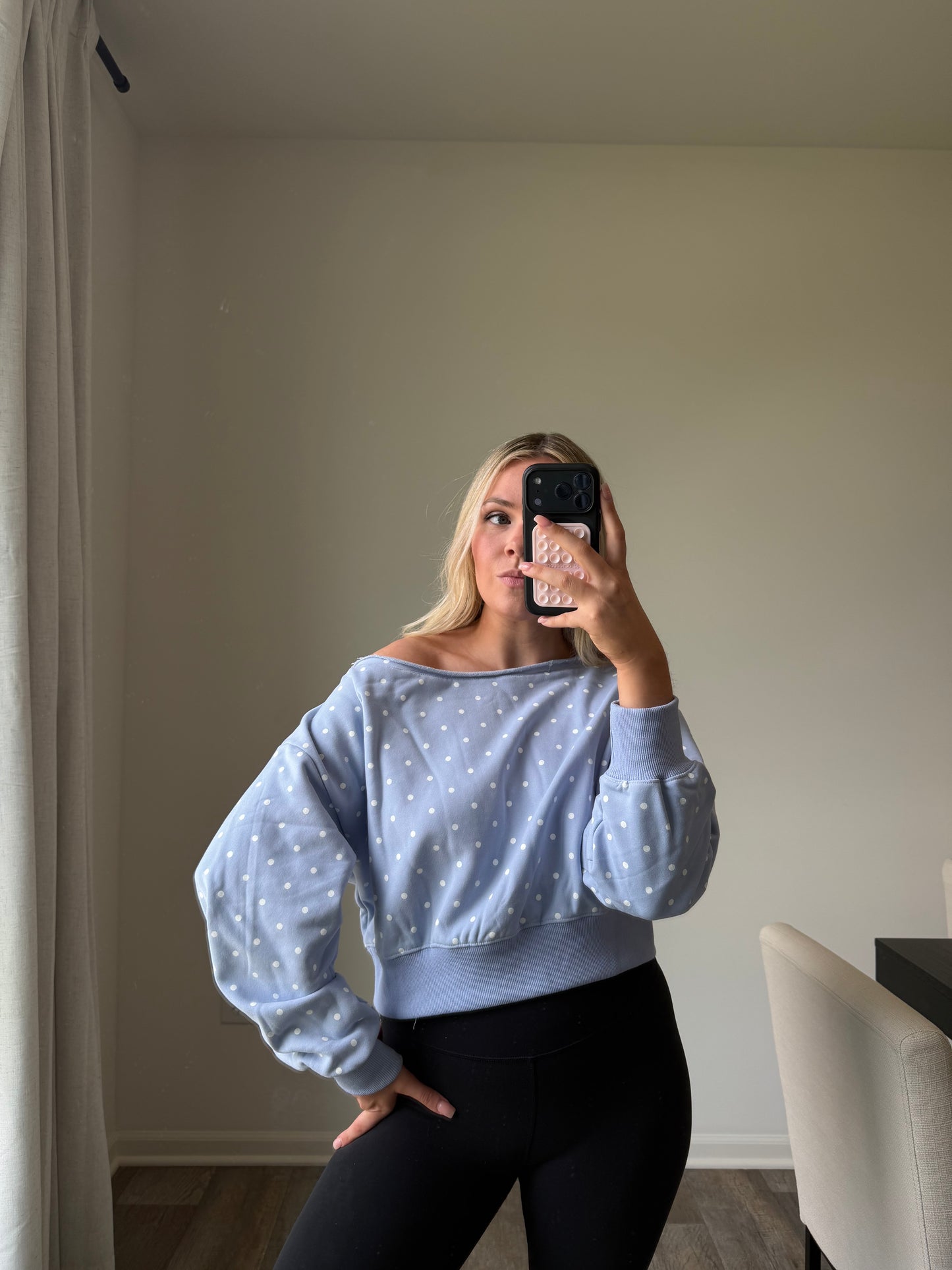 Skye Polka Dot Off Shoulder - Lt Blue