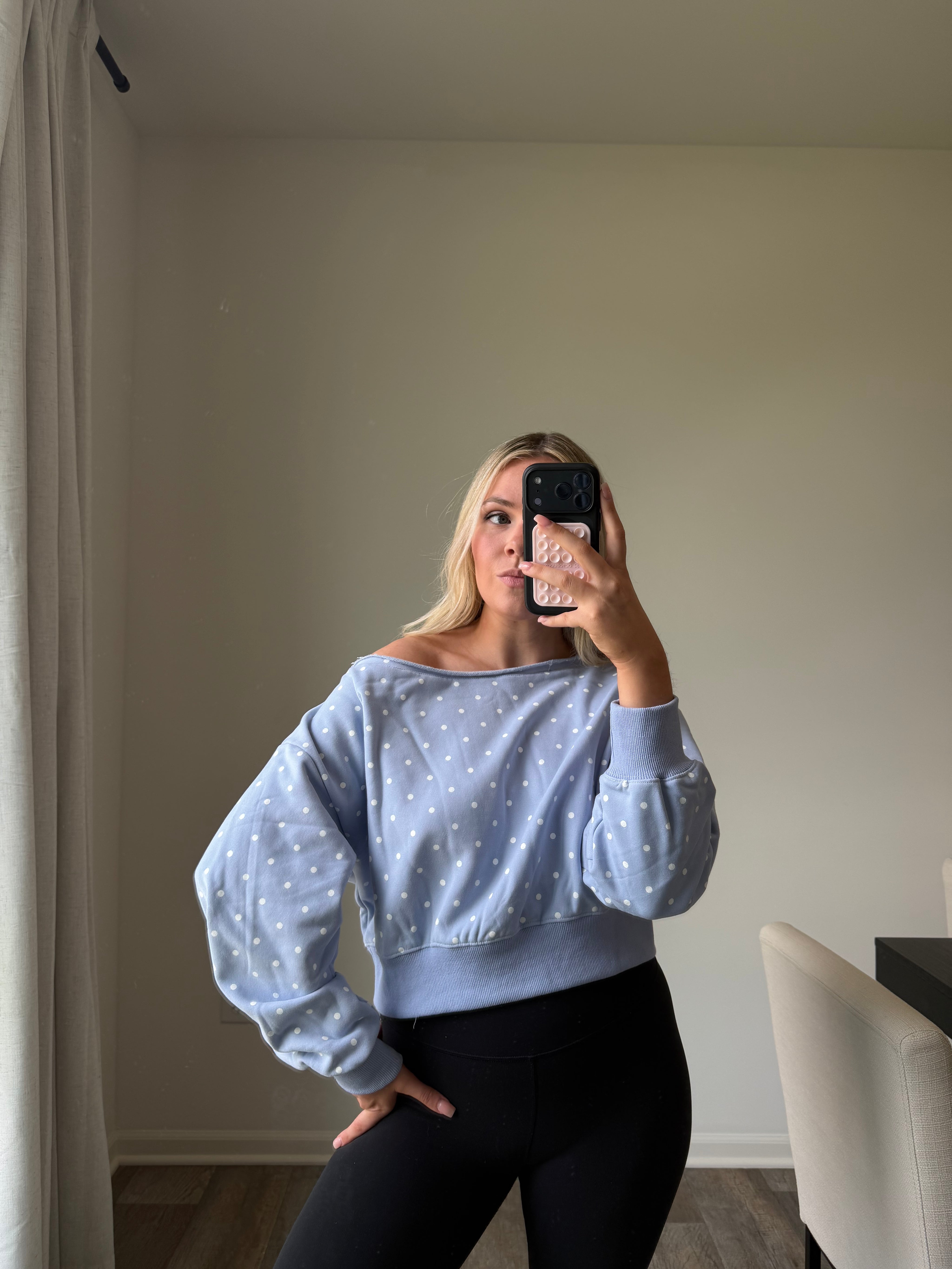 Skye Polka Dot Off Shoulder - Lt Blue