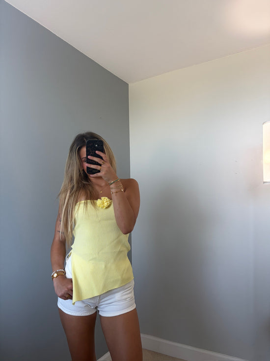 Odell Yellow Floral Strapless Top