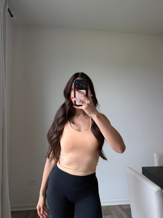 Aubrie Double Layered Tank - Soft Peach final sale*