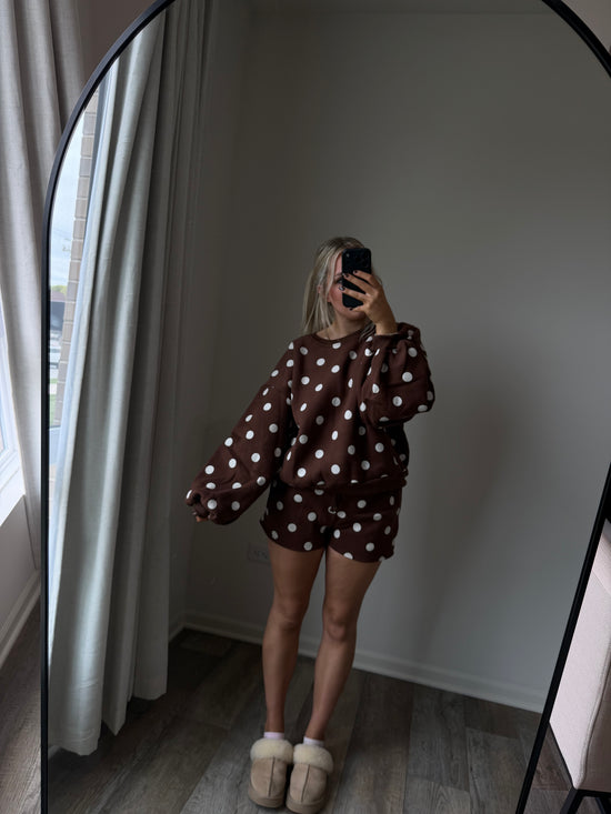 Rylee Polka Dot Matching Set - Brown