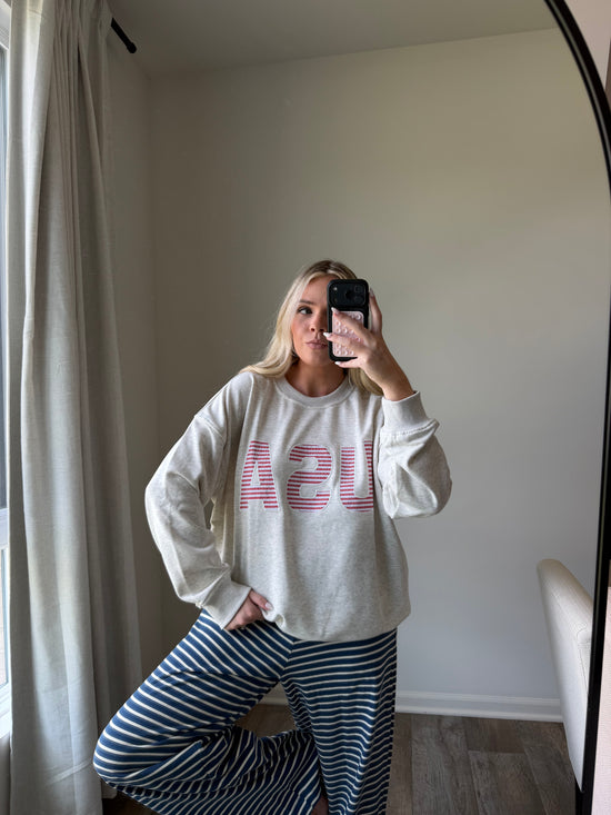 USA crewneck sweater - LT Gray