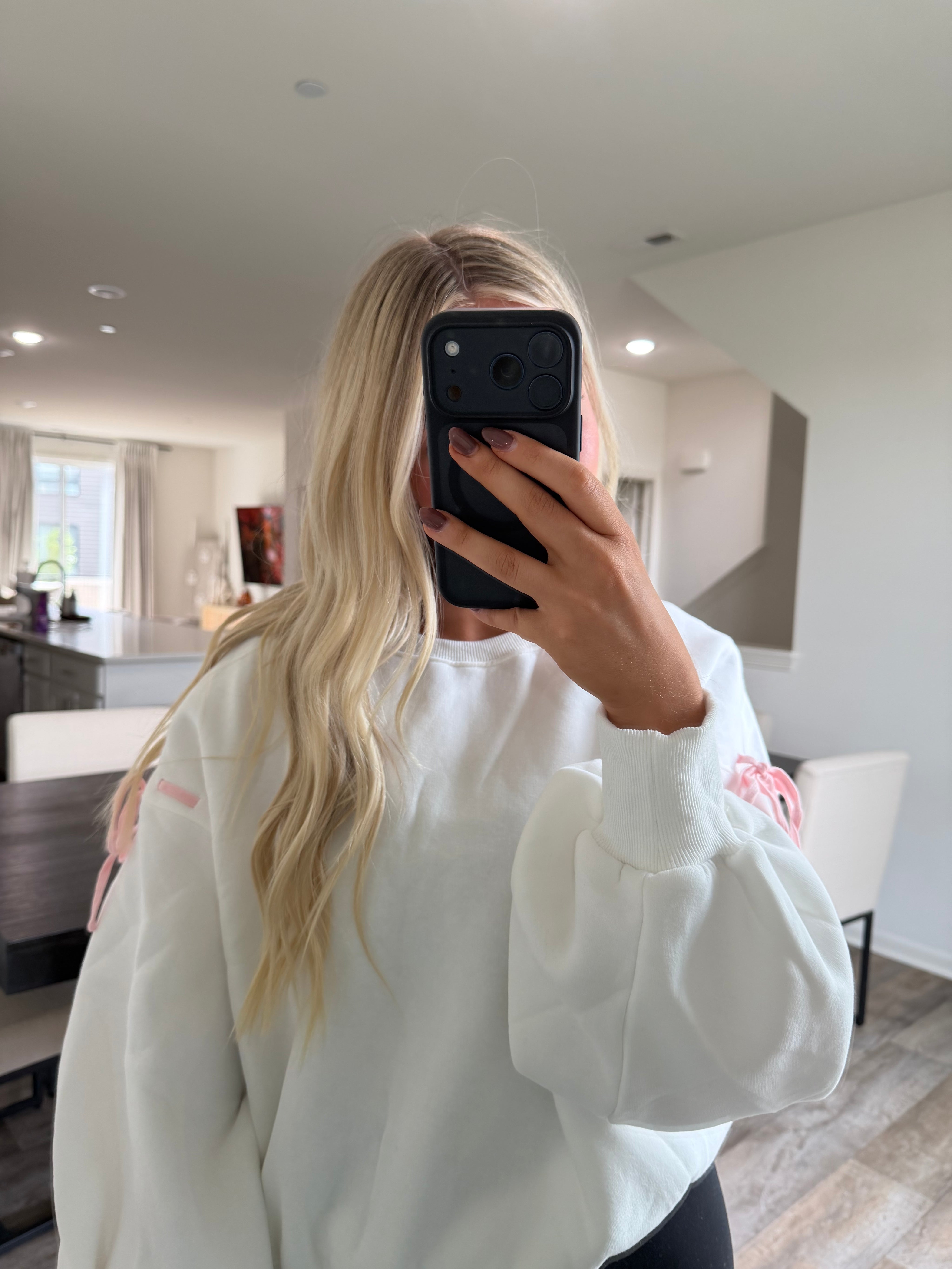 Blaire Bow Detail Sweater - White/Pink