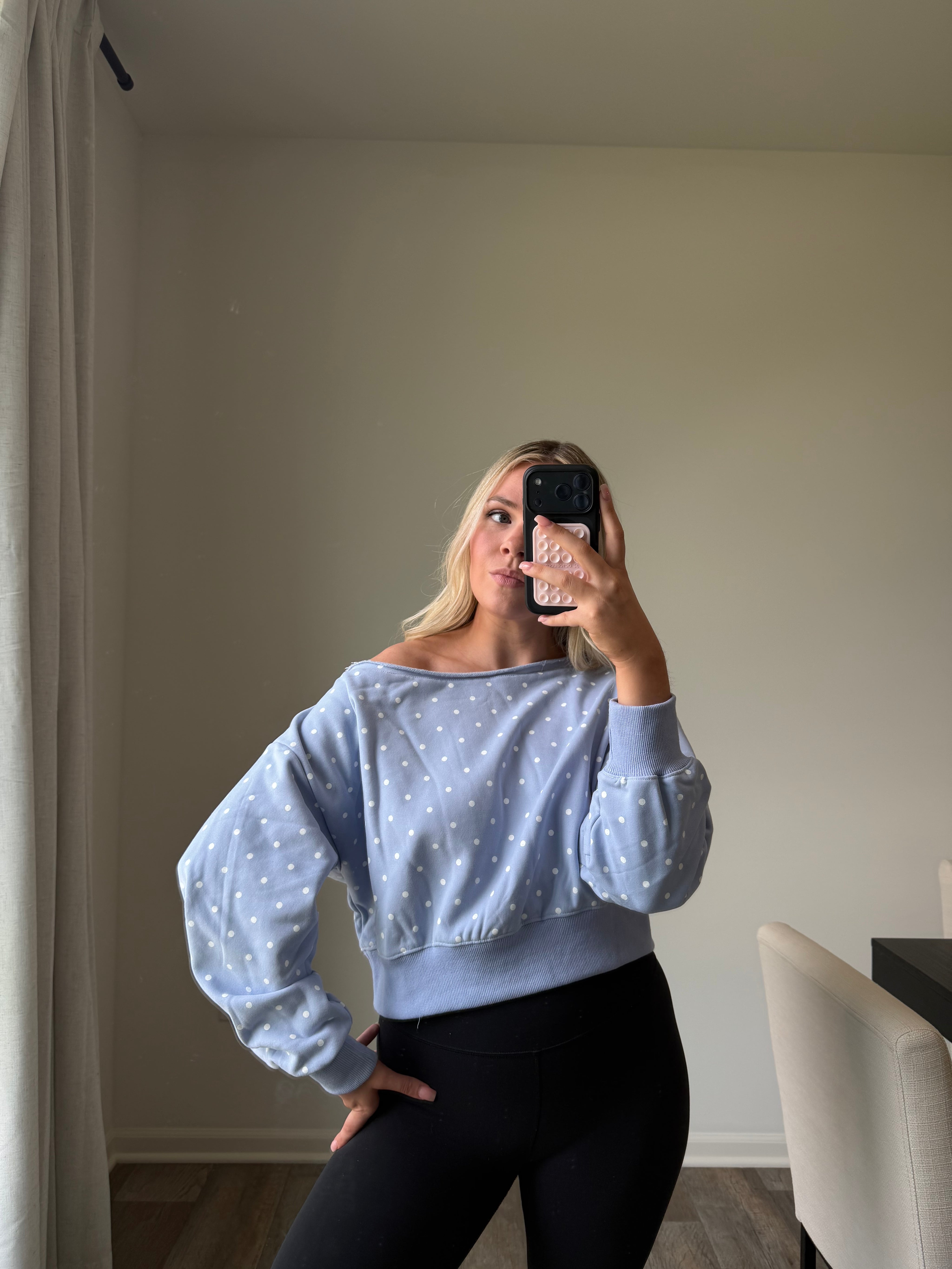 Skye Polka Dot Off Shoulder - Lt Blue