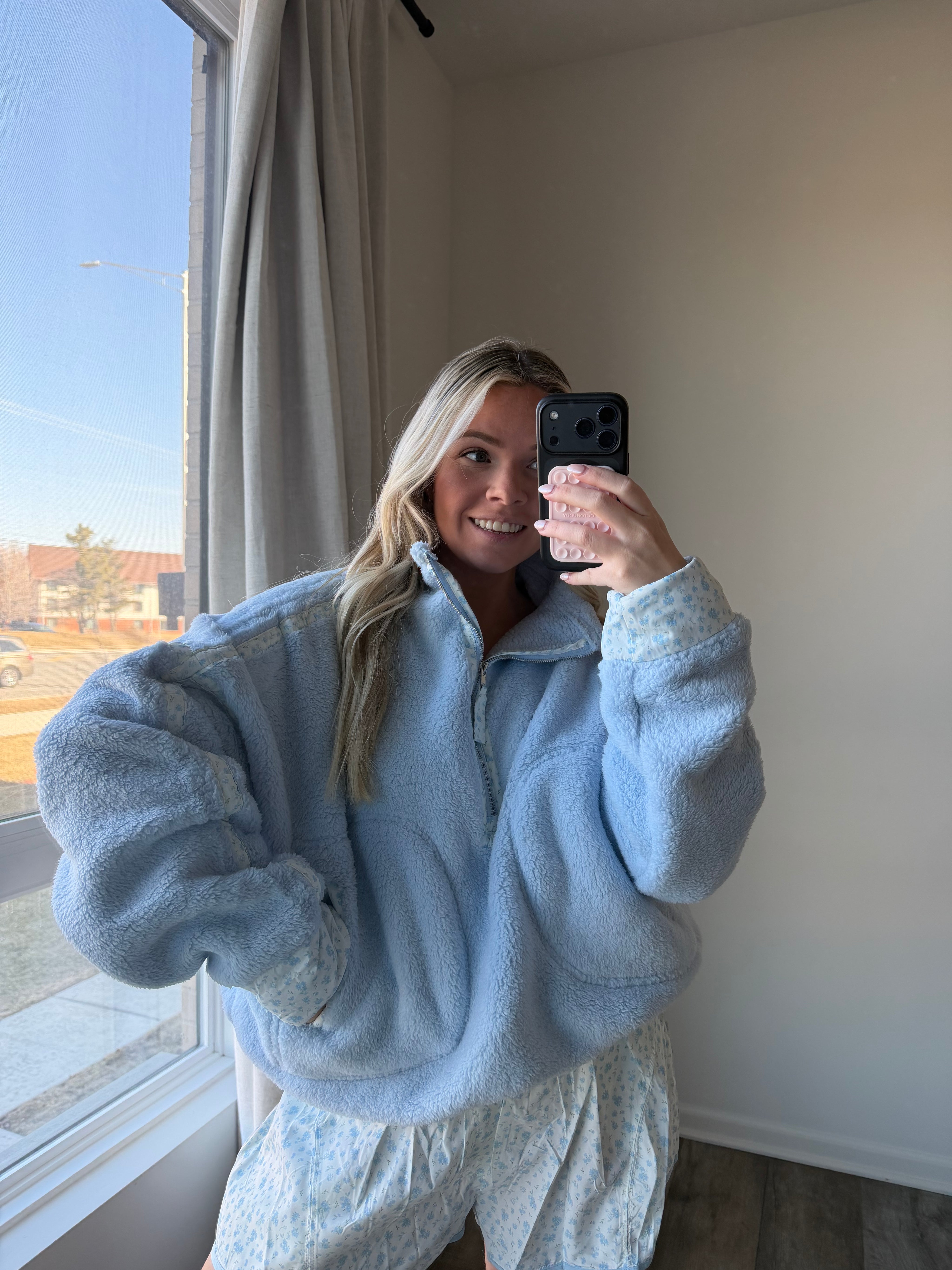 Cora Fleece Sherpa Sweater - Blue