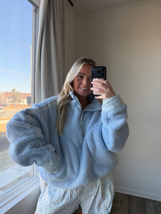 Cora Fleece Sherpa Sweater - Blue