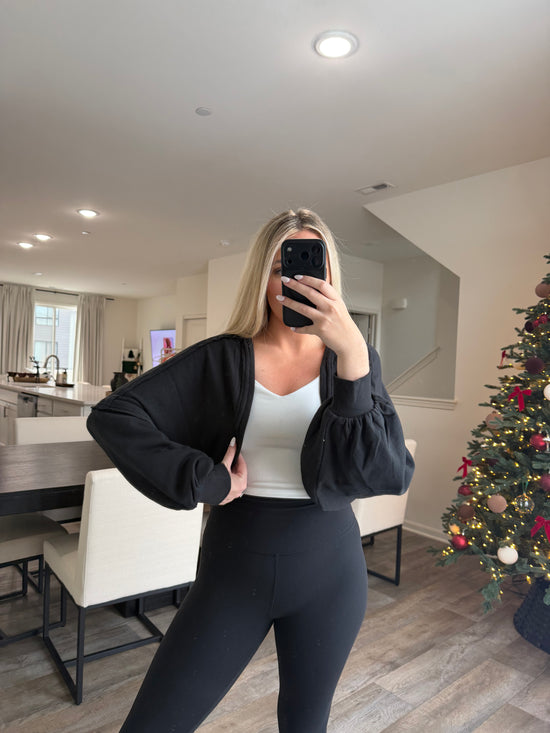 Ayla French Terry Bolero Shrug - Black