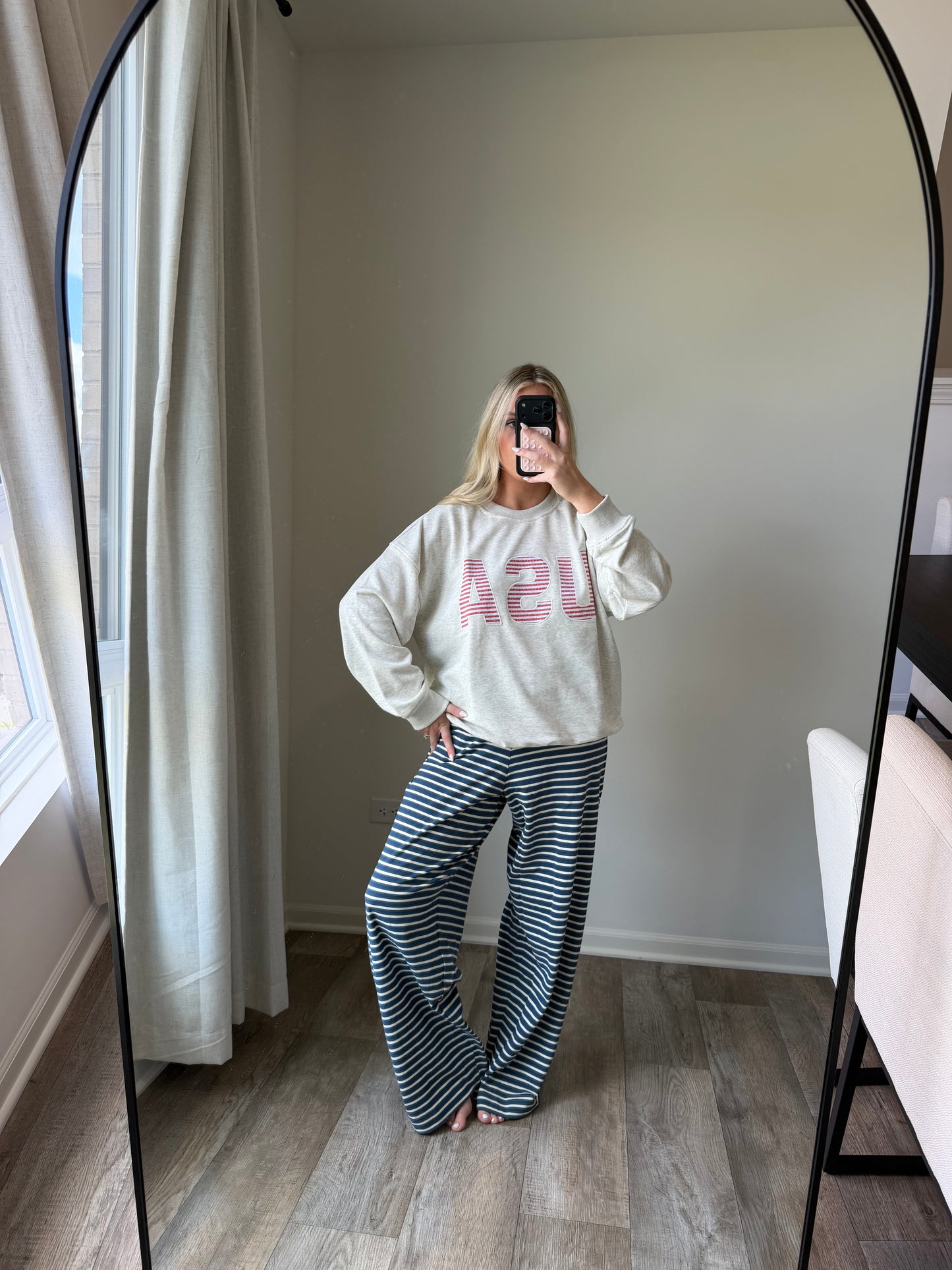 USA crewneck sweater - LT Gray