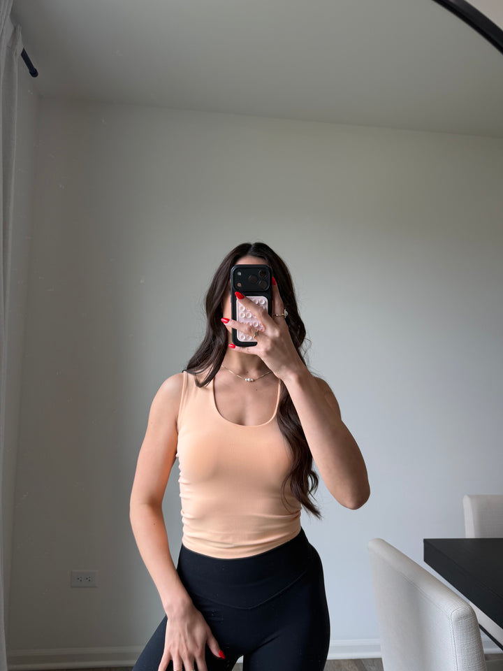 Aubrie Double Layered Tank - Soft Peach final sale*