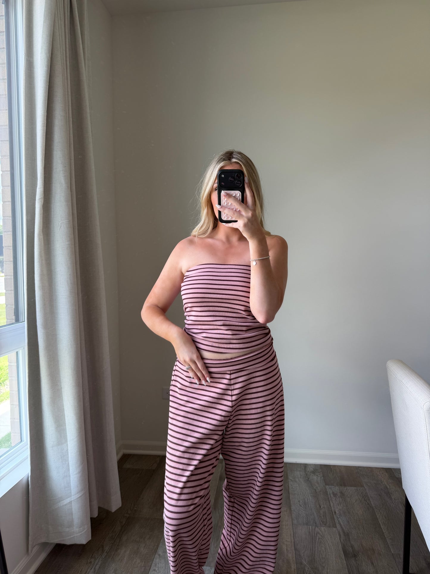 Ang Striped Matching Set - Mauve