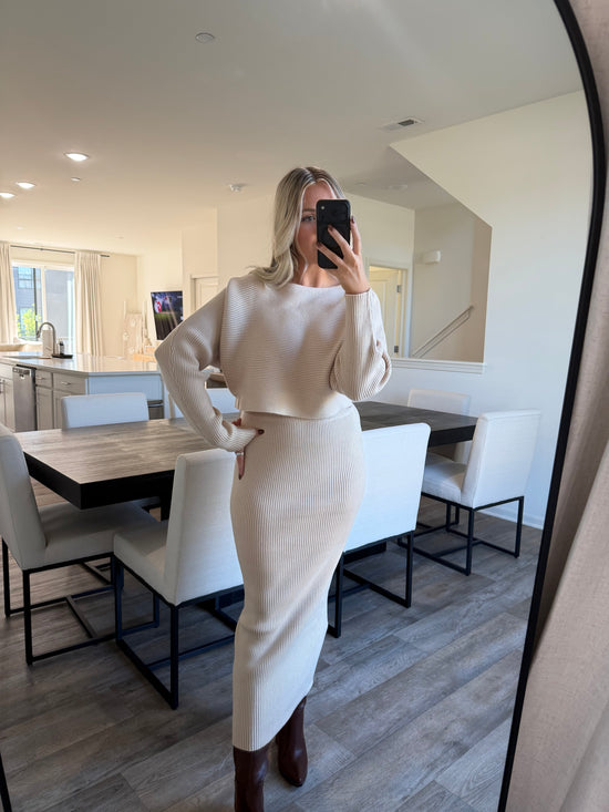 Paige Knit Two Piece Set - Cream