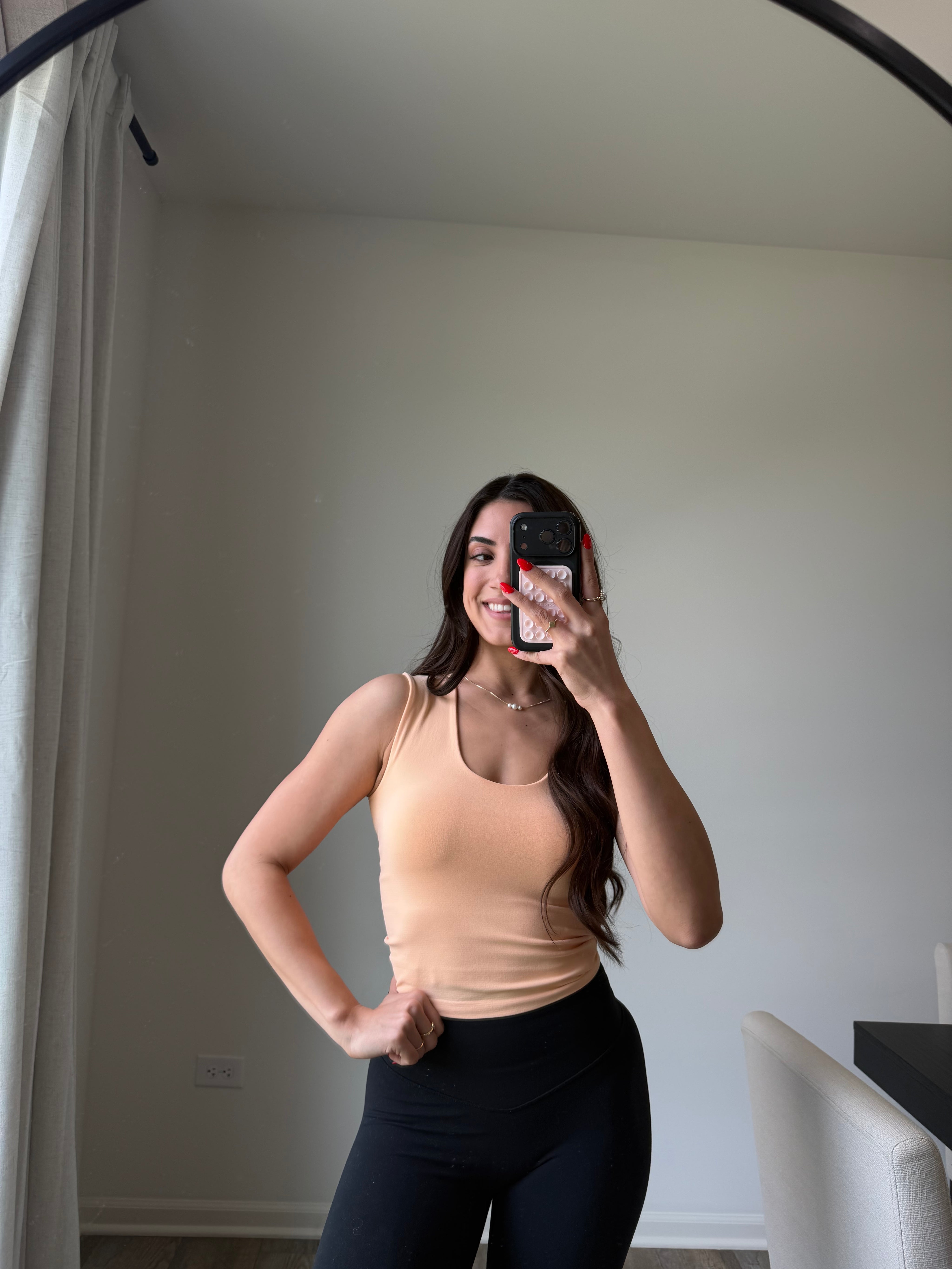 Aubrie Double Layered Tank - Soft Peach final sale*