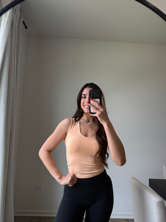 Aubrie Double Layered Tank - Soft Peach final sale*