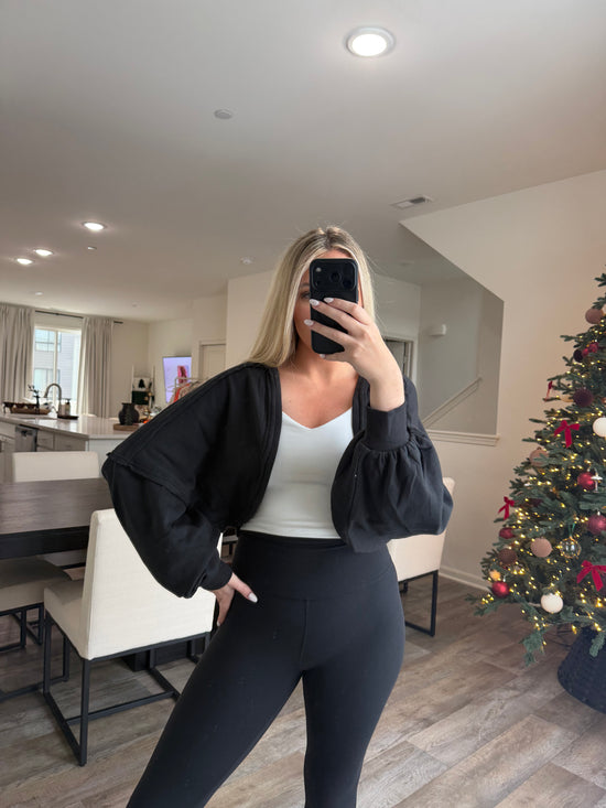 Ayla French Terry Bolero Shrug - Black