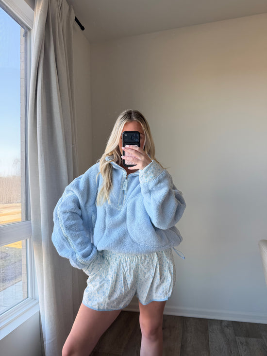 Cora Fleece Sherpa Sweater - Blue