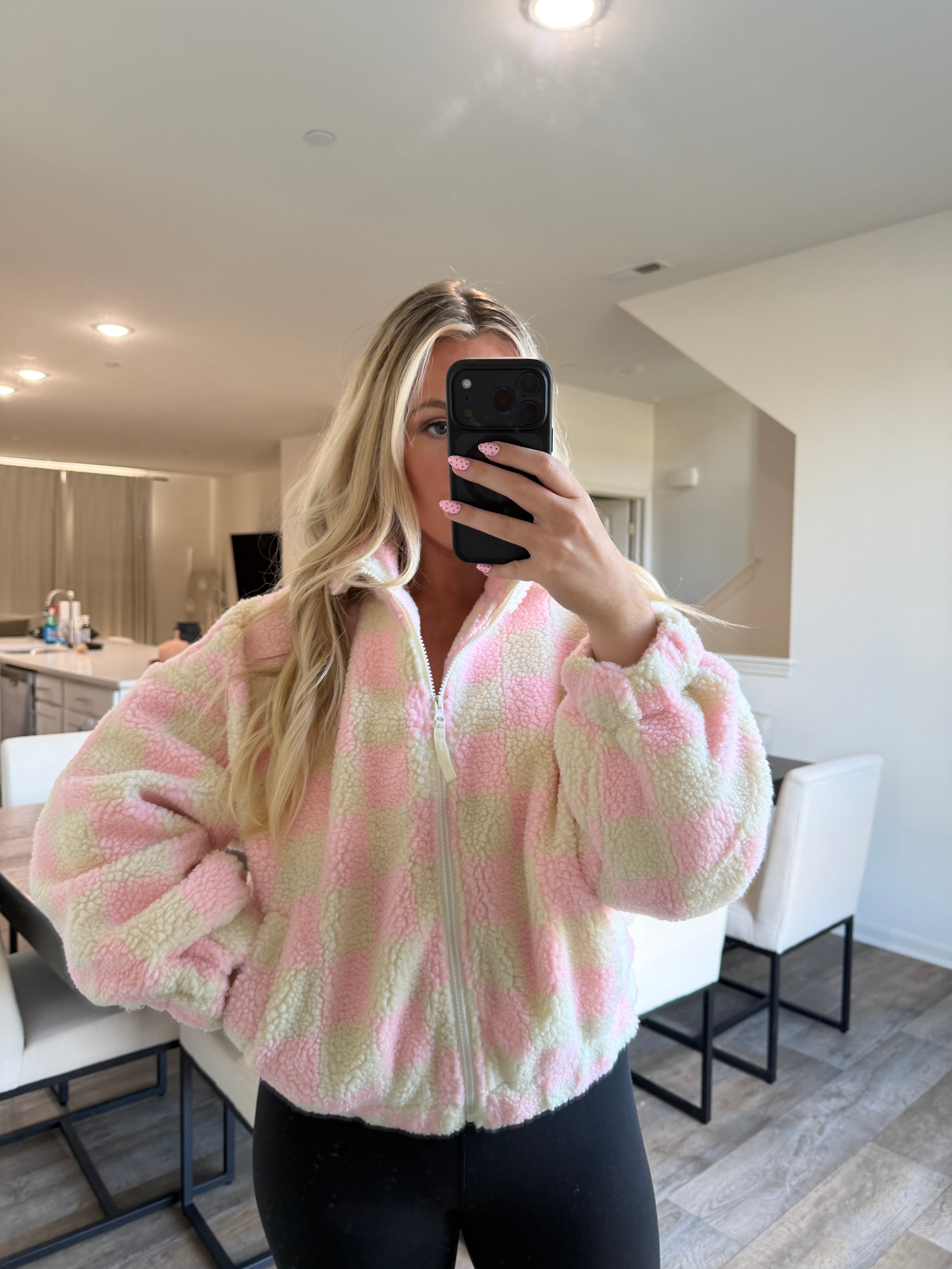 Billy Checkered Jacket - Cream/Pink