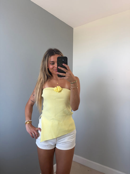Odell Yellow Floral Strapless Top