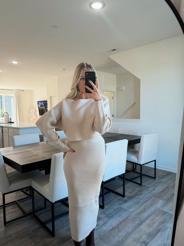 Paige Knit Two Piece Set - Cream