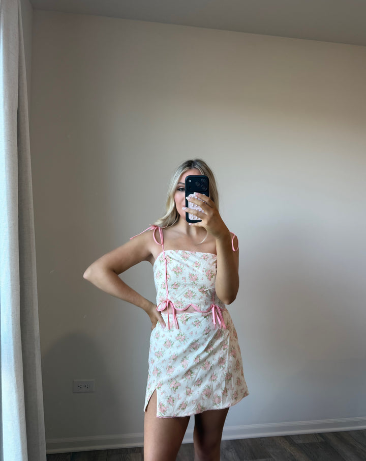 Eloise Floral Two-Piece Set - Pink/Cream