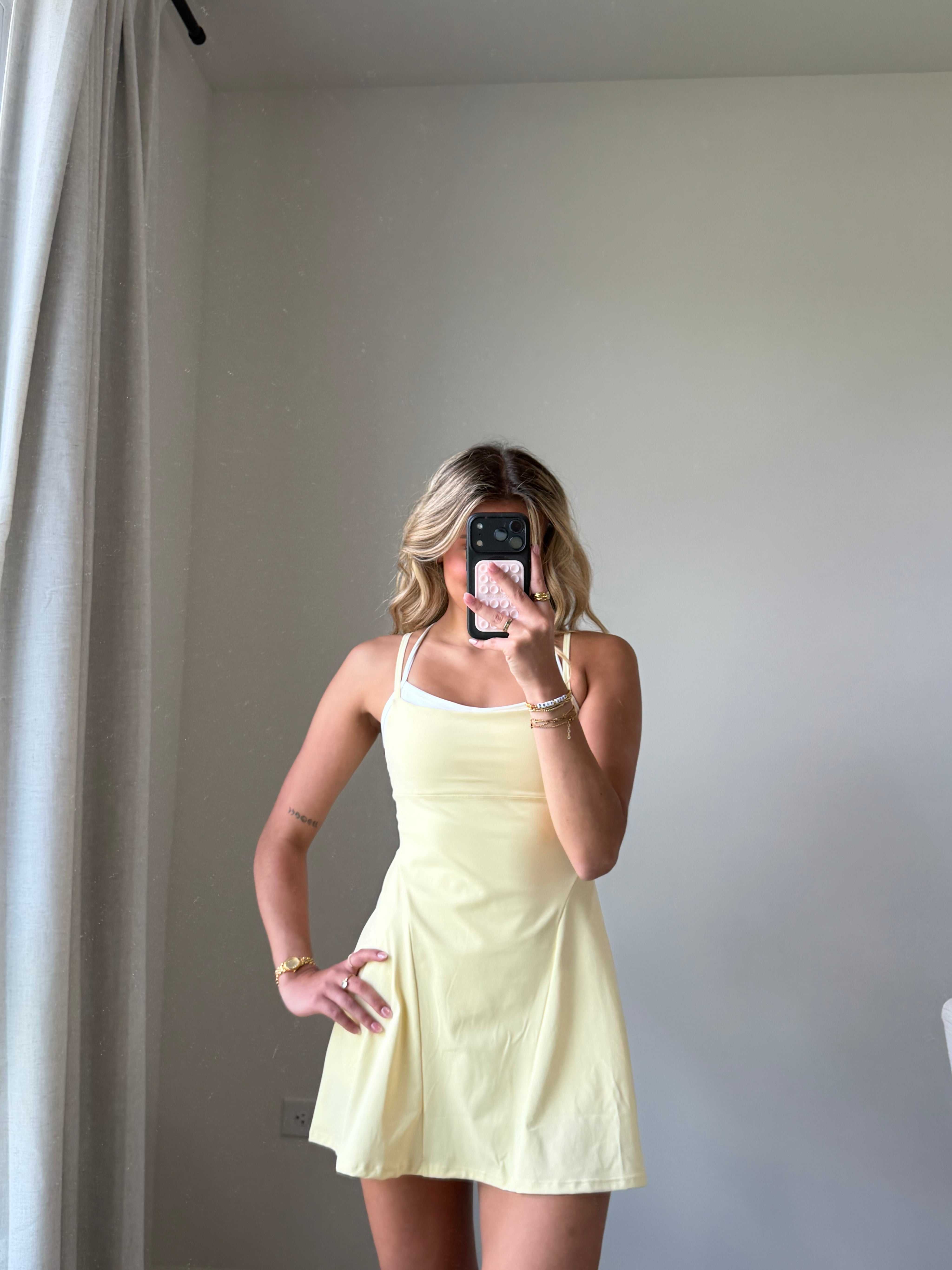 Mari Double Layered Active Dress - Yellow (Final Sale)