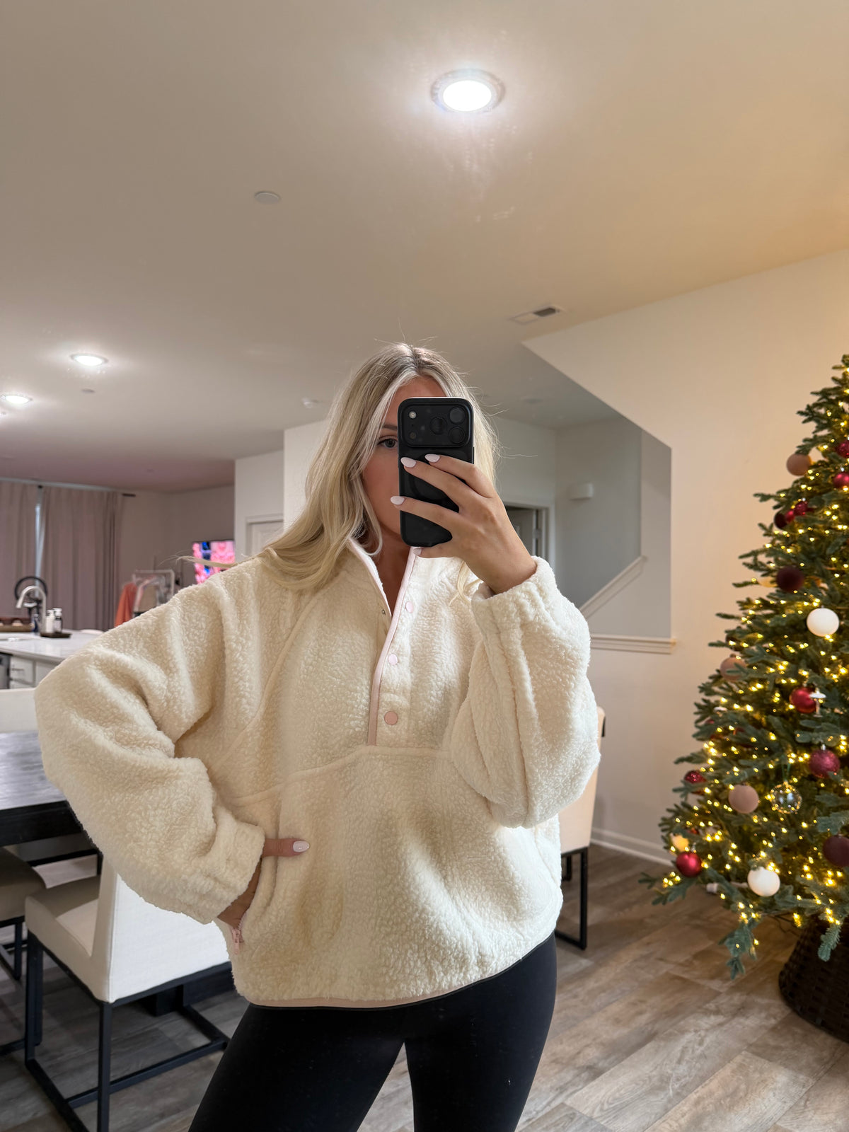Halle fleece - Ivory/Pink