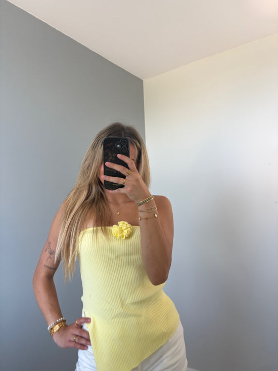 Odell Yellow Floral Strapless Top