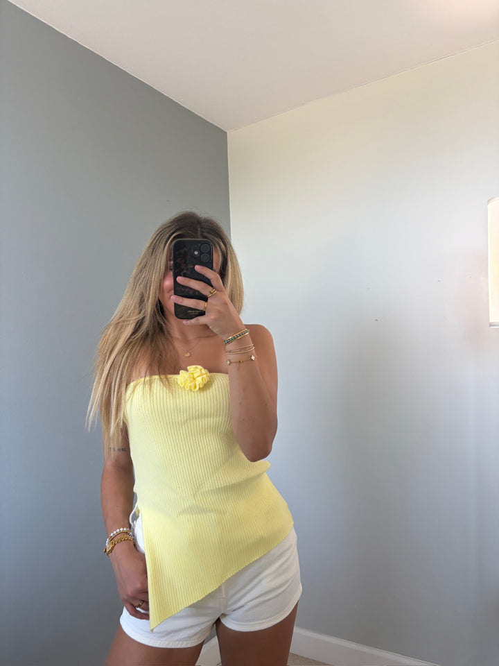 Odell Yellow Floral Strapless Top