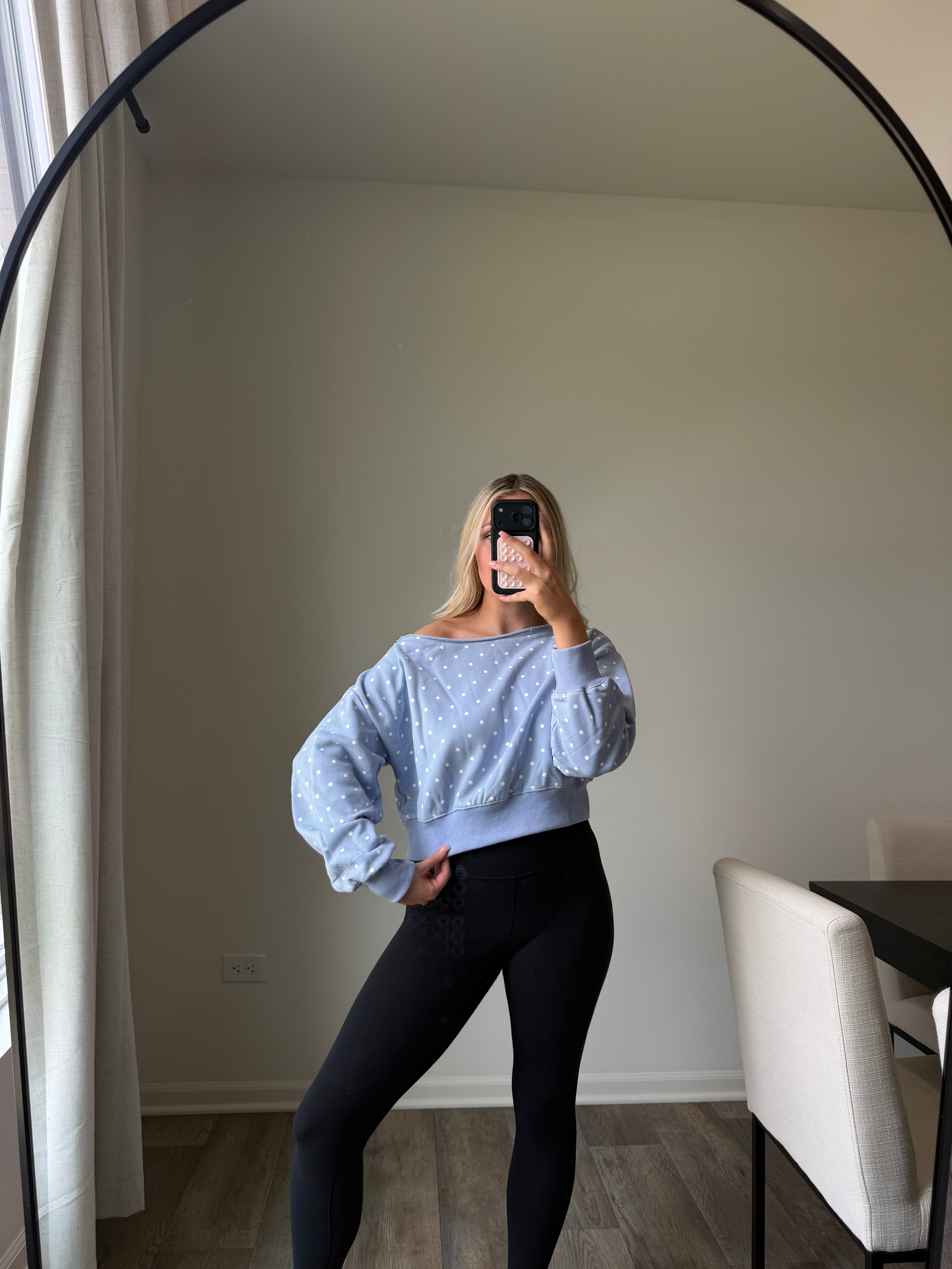 Skye Polka Dot Off Shoulder - Lt Blue