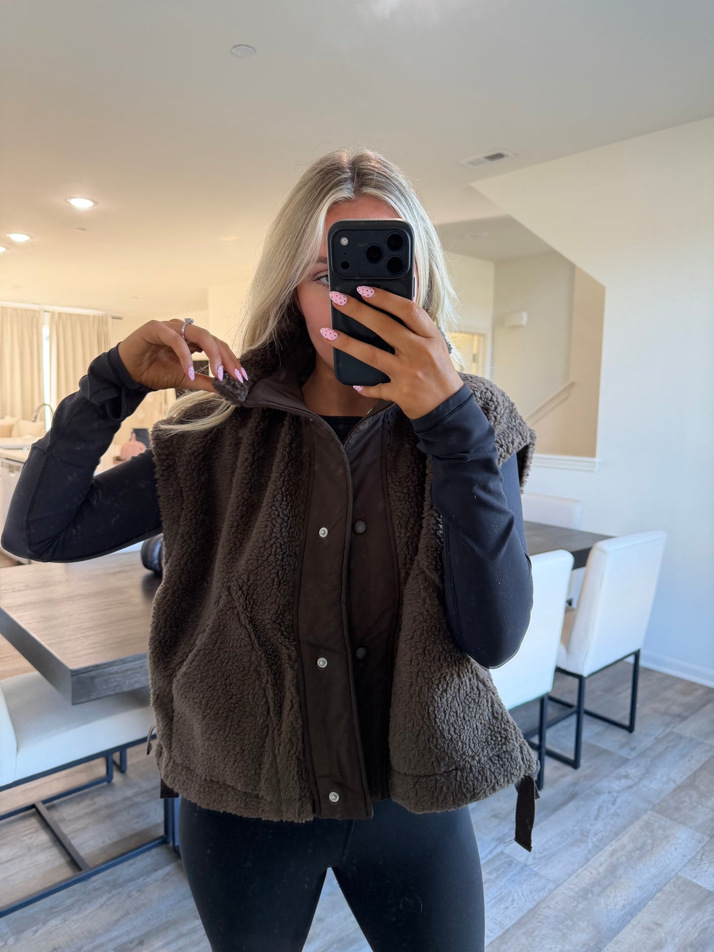 Dorothy Cozy Mock Neck Sherpa Vest- Brown