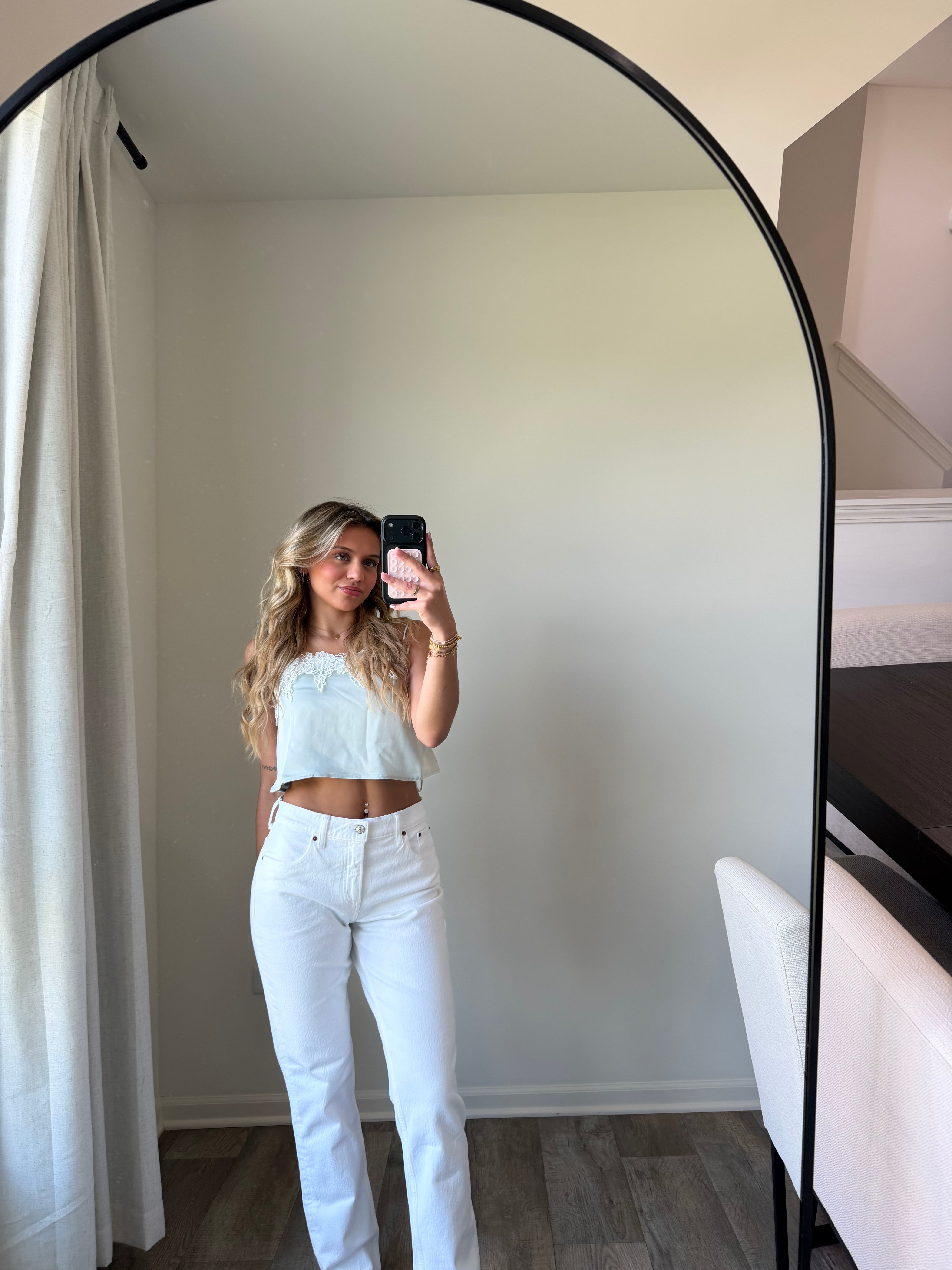 Jules Lace Tank Cropped - Light Sage