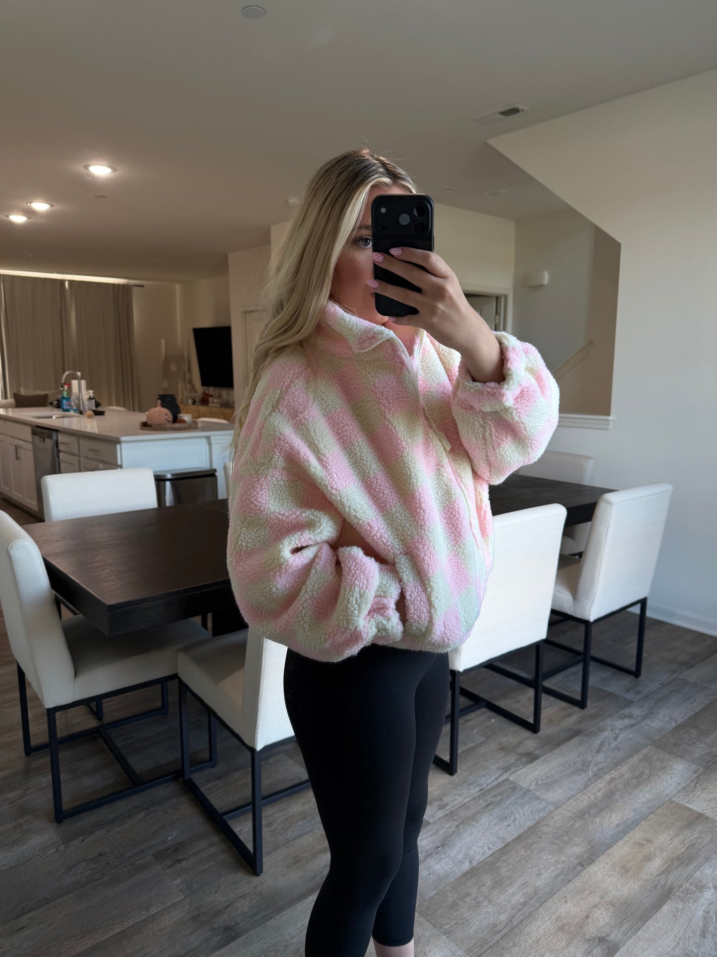 Billy Checkered Jacket - Cream/Pink