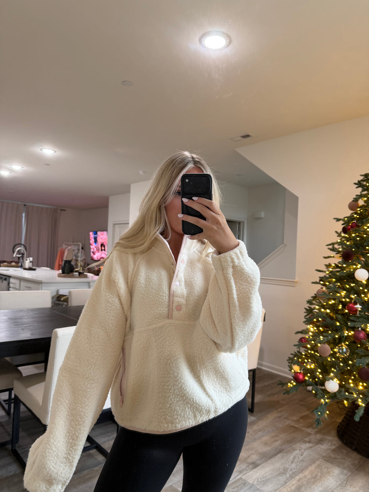 Halle fleece - Ivory/Pink