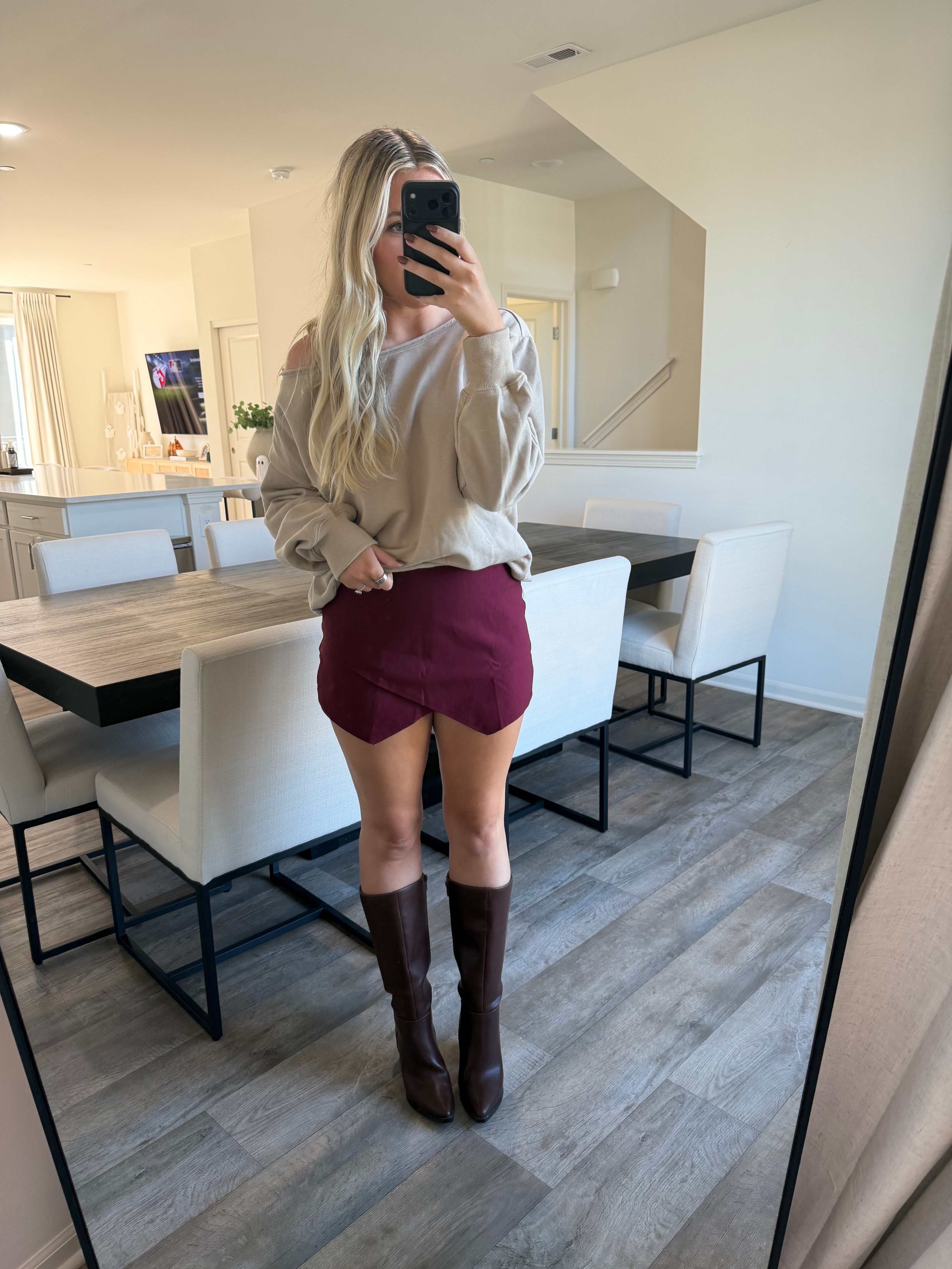 Marnie Asymmetrical Skort - Burgundy