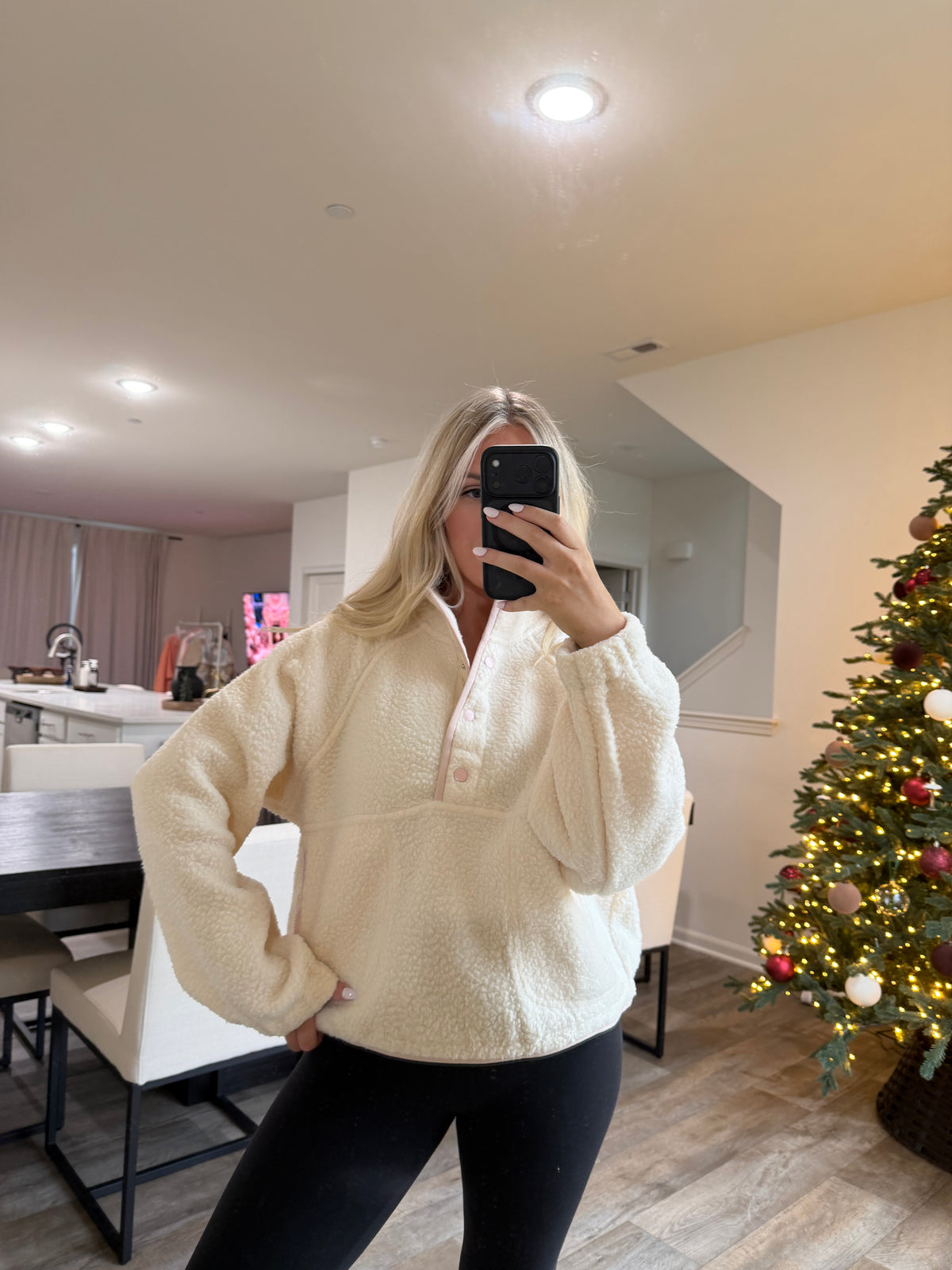 Halle fleece - Ivory/Pink