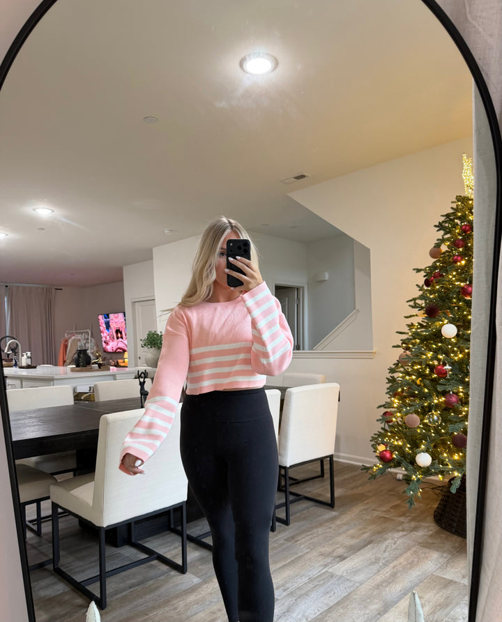 Harper Striped Sweater - Coral Pink