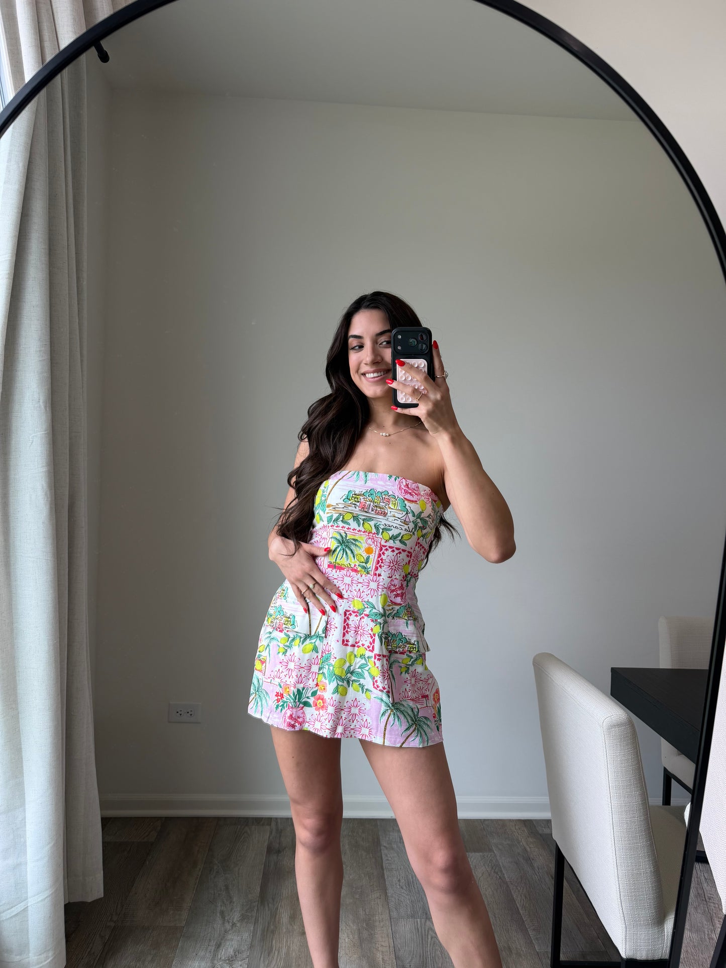Lani Tropical Pocket Tube Mini Dress - Pink/Green
